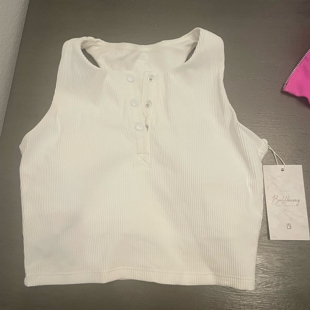 BuffBunny Henley Crop White